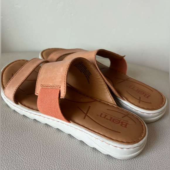 Born Oceana Women’s Tan Leather  Comfortable Slide Sandals Size 7 - Picture 9 of 10